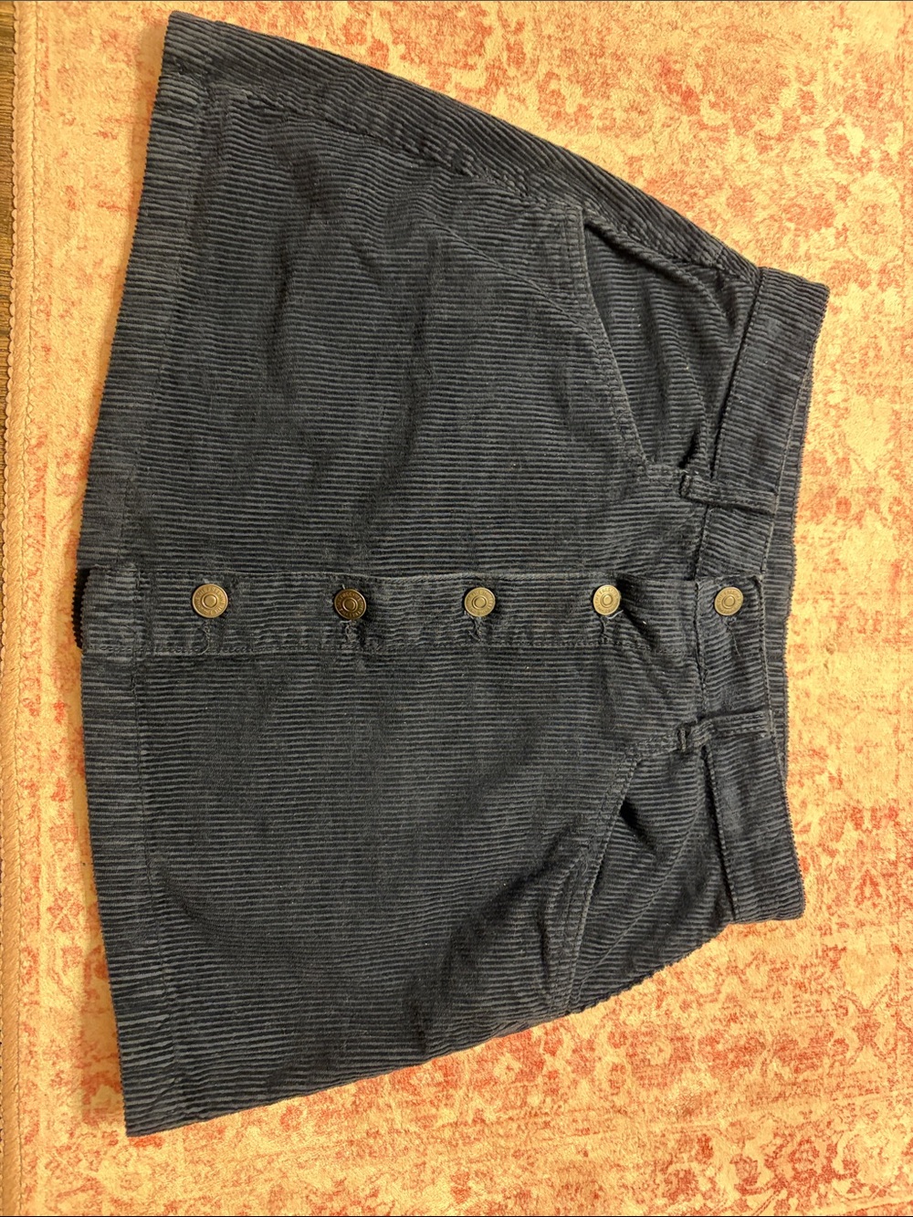 Free People Black Corduroy Button-Front Bermuda Shorts